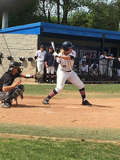 American River College outfielder Justin Bejarano swings in an at bat against Folsom Lake College on March 30. ARC lost 17-8. (Photo by Gabe Carlos)