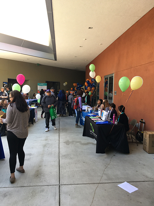 Students visit different vendors and booths during the Spring Career Fair on April 12, 2018. (Photo by Gabe Carlos)