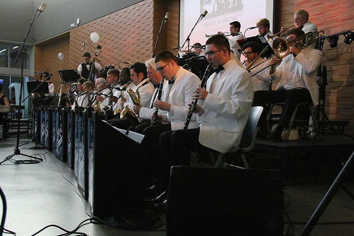 The American River College studio jazz ensemble performing the opening act for the Tribute to the War Years concert on April 26, 2018 (Photo by Michael Pacheco)