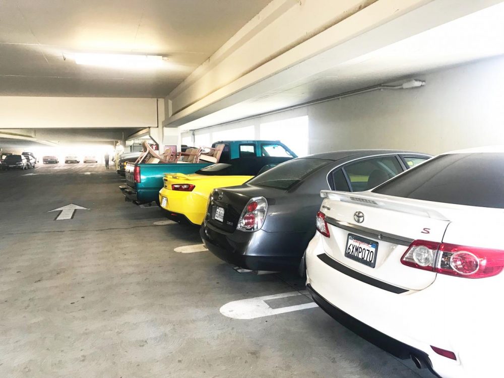 Students and faculty are able to park in the Parking Garage near the stadium, if they’ve purchased a parking permit. (Photo by Alexis Warren)