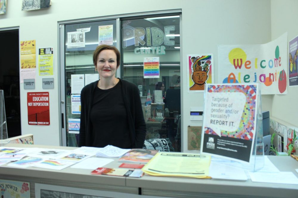 Emilie Mitchell, professor and faculty coordinator for the Pride Center, handles reports on harassment or mistreatment. (Photo by Hannah Yates)