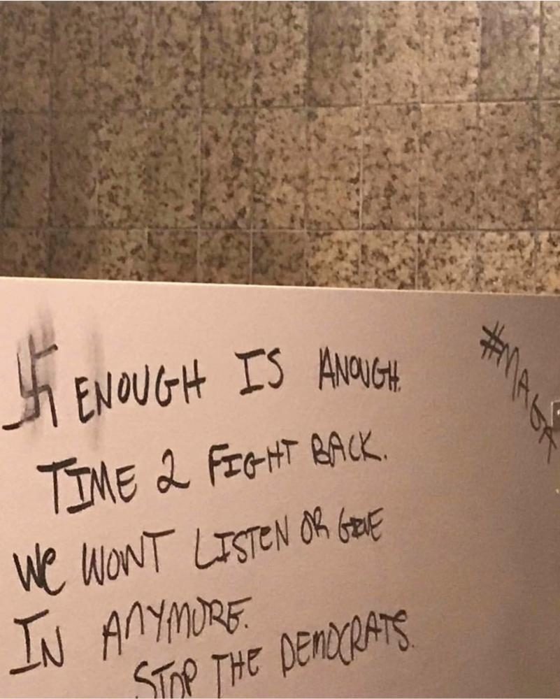 Racist graffiti was found at Sacramento City College on Oct. 1, 2018. More graffiti was found on Oct. 8, 2018. (Photo courtesy of SacCityBSU’s Instagram)