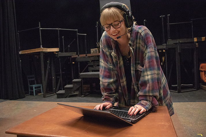 Kloe Walker poses as her character Evie during rehearsals of “In Love and Warcraft” in the Black Box Theater at American River College on Nov. 5, 2018. (Photo by Ashley Hayes-Stone)