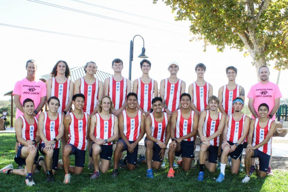 The American River College men’s cross country team poses at the Big 8 Conference Championships hosted at Hidden Valley Park in Martinez. (Photo Courtesy Rick Anderson)