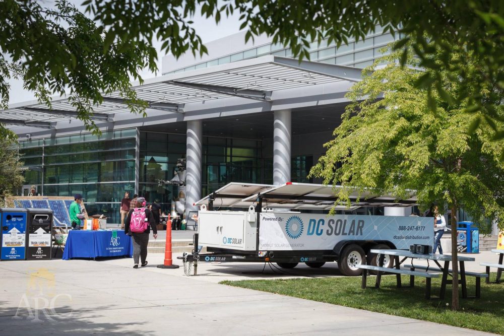 DC Solar set up a trailer for display at American River Colleges 2017 Earth Day Celebration in front of the Student Center. (Photo courtesy of Don Reid / Sustainability at ARC)