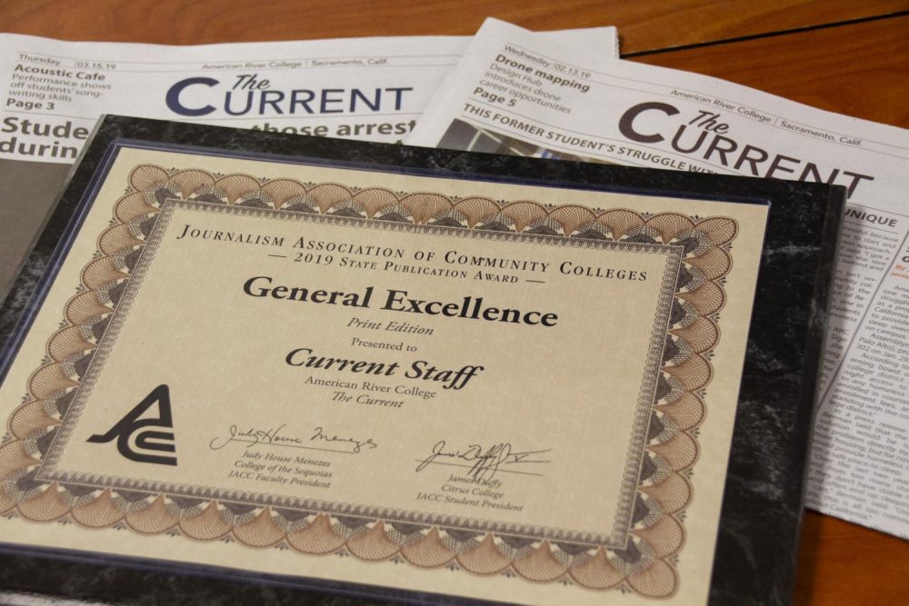 The American River Current brought home 13 publication and on-the-spot competition awards, including general excellence, from the Journalism Association of Community Colleges State Convention from March 28 to 30, 2019. (Photo by Jennah Booth)