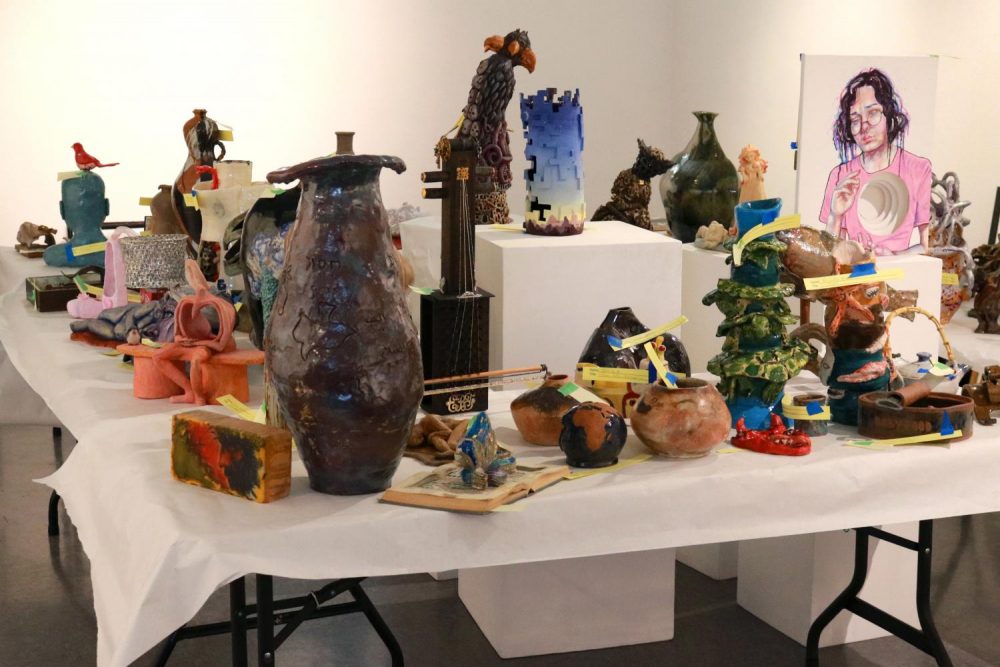 The Kaneko Gallery at American River College is currently hosting its 2020 student art show online due to the campus shutdown. Pictured here is a collection of artwork for 2019s show.(Photo by Thomas Cathey)