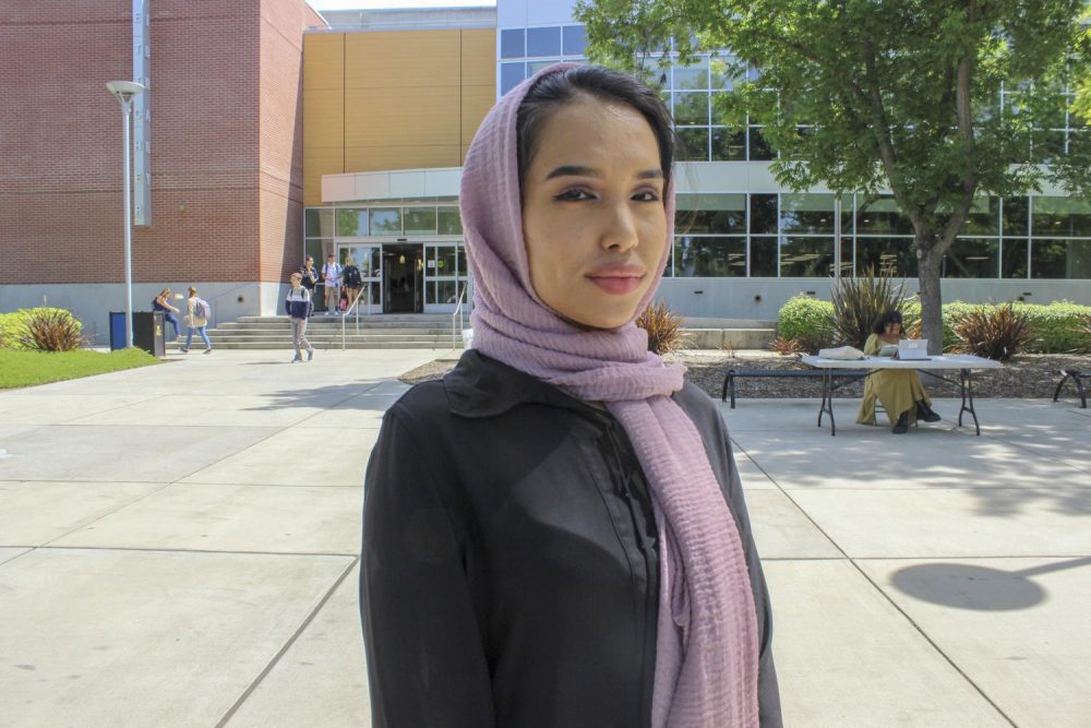 Psychology major Fatimah Ahmadi is an Afghan student at American River College. Ahmadi says she wants the role of Afghan women in Afghanistan to be in the public sphere. (Photo by Hameed Zargry)