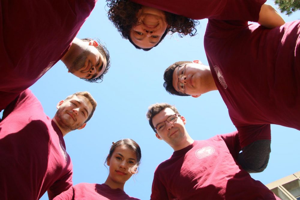 Latino Unidos Club at American River College stands for the Latin American rights in the community. (Clockwise from the bottom left corner) Abram Meija, Bryan Alvarez, Maria Elena Sepulveda , Ricardo Garcia, Fabian Radu and Helen Handy are all members of the club. (Photo by Emily Mello) 