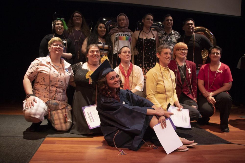 Fourteen graduates collected their diplomas on May 3 in the music recital hall at American River Colleges Lavender Graduation. (Photo by Ashley Hayes-Stone)