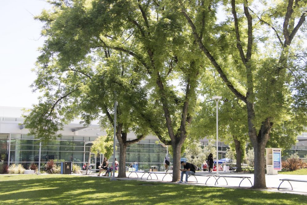 Students took advantage of the beautiful American River College campus between classes on May 2, 2019. (Photo by Makenna Roy)
