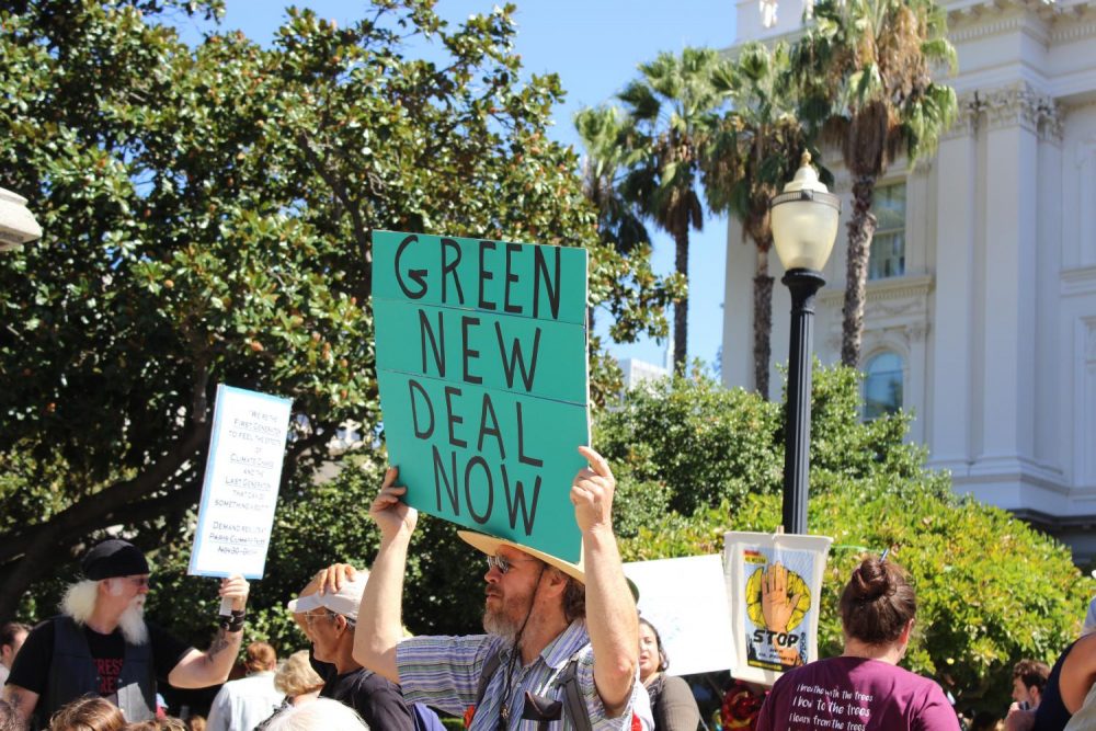 Hundreds of people gather at the California State Capitol to protest climate chnage on Sept. 20, 2019.