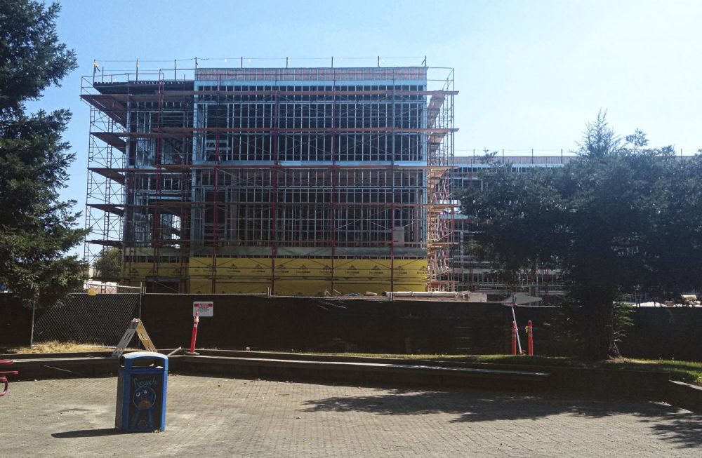 The Science, Technology, Engineering, and Mathematics (STEM) building continues to be a working progress as the semester resumes at American River College on Sept. 16, 2019. The STEM building is on track to be finished in 2020, according to Public Information Officer Scott Crow. (Photo By Bram Martinez)