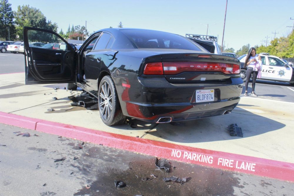 At least one American River College student was involved in a car accident in parking lot A, on Oct. 1, 2019. According to Public Information Officer Scott Crow, multiple vehicles were involved but there were no injuries. (Photo by Emily Mello)