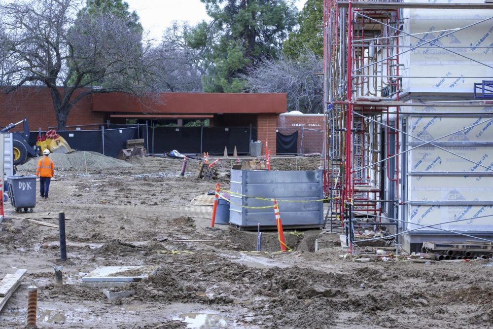 Construction on the new Science Technology Engineering Mathematics (STEM) building is slowly progressing at American River College on Jan. 23, 2020. (Photo by Oden Taylor)