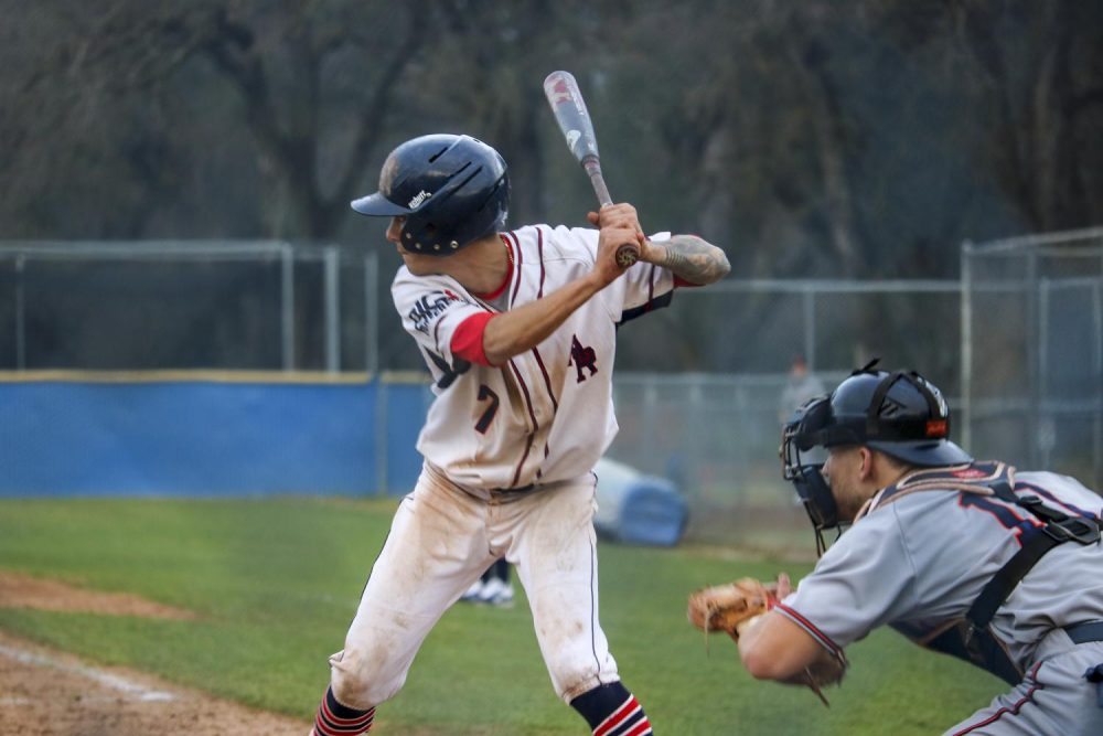 Second baseman Daniel Paiz steps up to the batter box to help his team by getting a hit against West Valley on Jan. 25, 2020. (Photo by Brandon Zamora) 