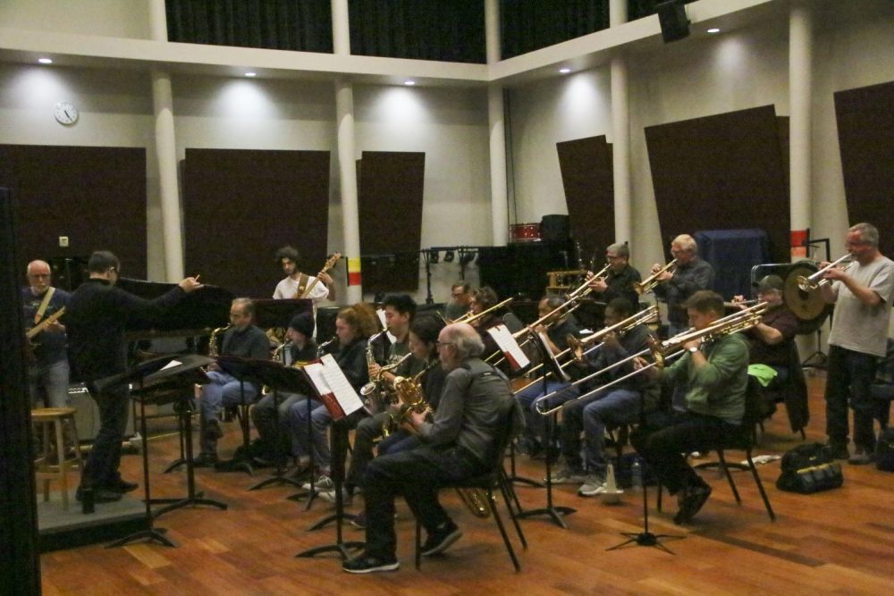 Dr. Eifertsen leads Instrumental Jazz Ensemble rehearsal ahead of the Instrumental Jazz Ensemble Concert, happening on March 12, 2020 at the American River College Theatre. (Photo by Clifton Bullock)