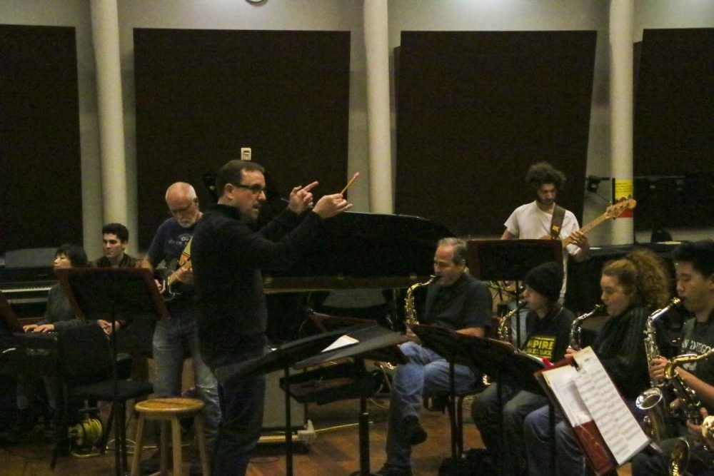 Dr. Eifertsen leads Instrumental Jazz Ensemble rehearsal ahead of the Instrumental Jazz Ensemble Concert, happening on March 12, 2020 at the American River College Theatre. (Photo by Clifton Bullock)