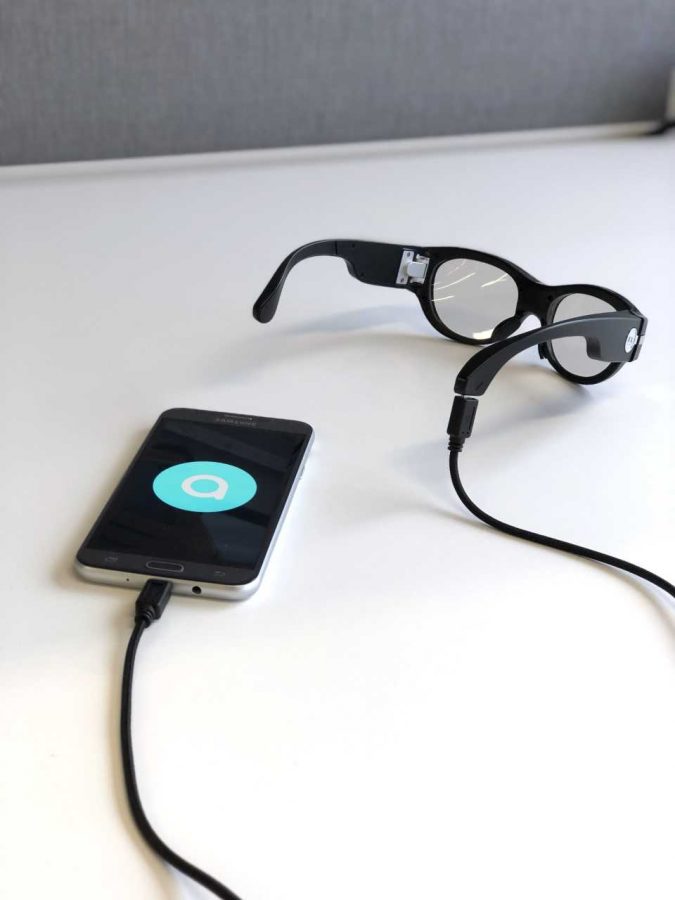 The American Marketing Association club at American River College planned to market AIRA glasses to grocery store chains after they were brought to ARC’s campus. Users with the glasses connect to an agent, available 24/7, to navigate them around the space. (Photo courtesy of Ron Morris)
