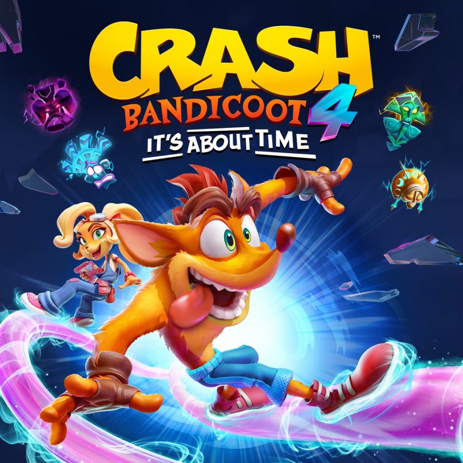 On+Oct.+2%2C+2020%2C+%E2%80%9CCrash+Bandicoot+4%3A+It%E2%80%99s+About+Time%E2%80%9D+was+released+on+the+Playstation+4+and+Xbox+One.+Crash+returns+in+his+first+original+game+in+10+years+with+silly+but+challenging+platforming+gameplay+for+old+and+new+fans+of+the+series+to+enjoy.+%28Photo+courtesy+of+Activision%29