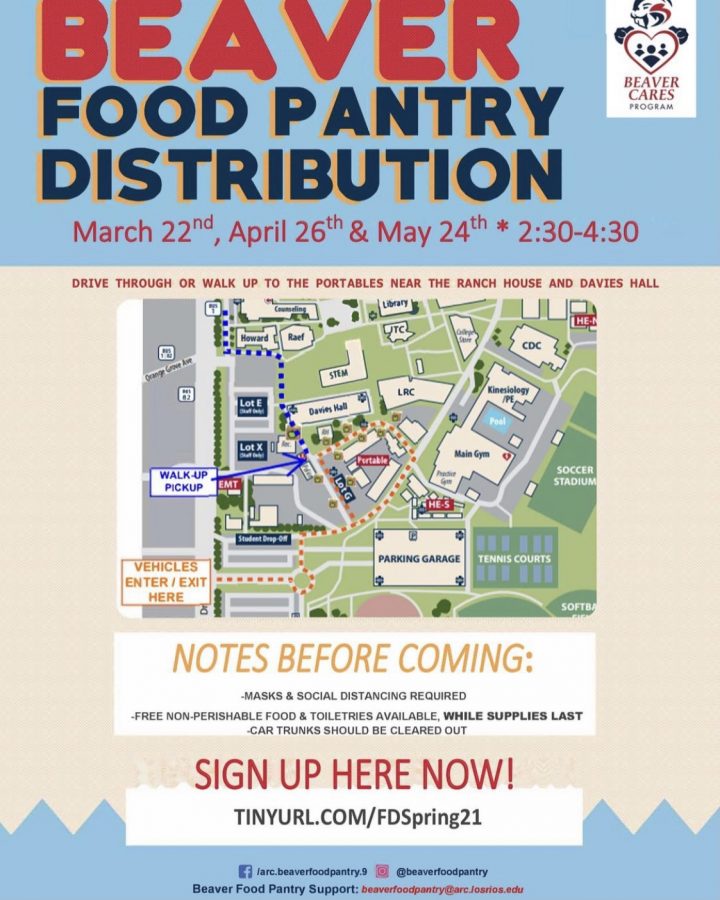 The Beaver Food Pantry is distributing food and toiletries on the ARC campus on March 22. There will also be two more distributions on April 26 and May 24. (Photo via the ARC Beaver Food Pantry Instagram)