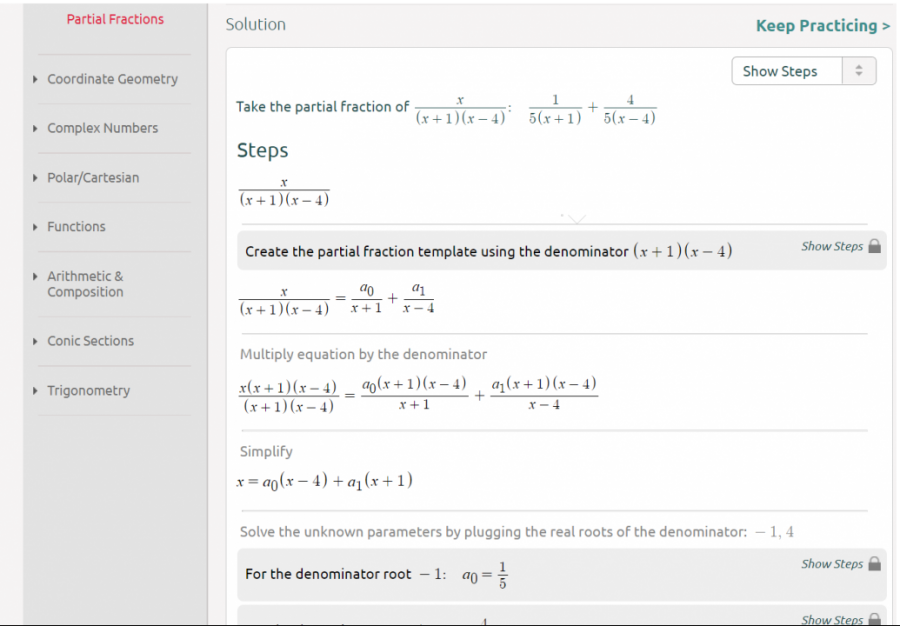 According to math professor Matt Mitchell, at American River College, students use websites such as Symbolab to cheat on their exams. Unfortunately, it’s difficult to sort out the honest and dishonest students. (Screenshot via Symbolab)
