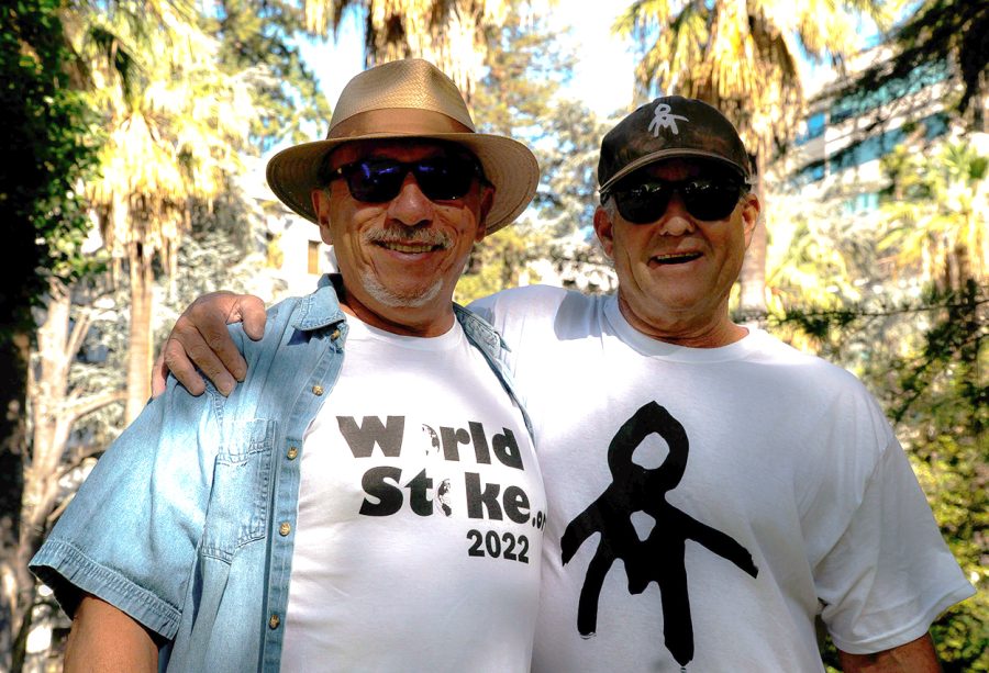 Rodney Mott, American River College Adjunct Art professor, pictured on the right, with Ray Gonzales on the left, has dedicated his life to teaching and creativity. (Photo by Diana Martinez)