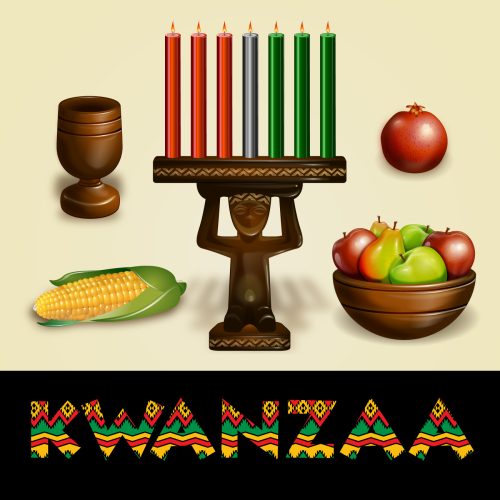 Kwanzaa brings family and friends together through the lighting of one of seven candles everyday while celebrating with food, activities and learning about culture. (Photo via Freepik)