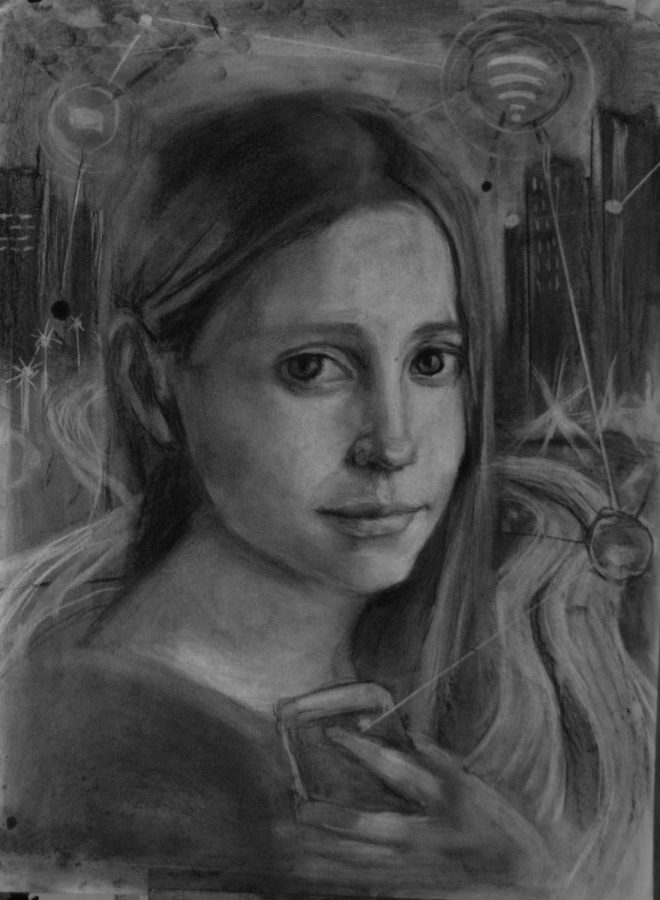 This drawing, Modern Liza by Jesus Barela, can be seen online American River Colleges virtual James Kaneko gallery in the fall semester of 2021. (Photo courtesy of Patricia Wood)  