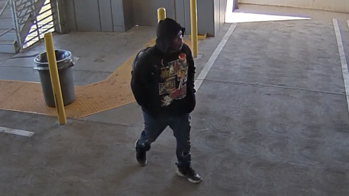 A female student was sexually assaulted at the American River College parking structure on the morning of Feb. 16, 2022. The suspect, pictured here, fled on foot, and has not yet been identified. (Photo courtesy of the Los Rios Police Department)