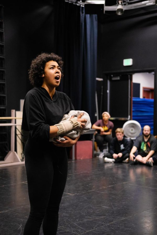 Cast member Alexandria Wilson preparing for her role in American River College’s annual production of “Gumbo” which premieres on March 25, 2022. “Gumbo” fundraises for ARC theater students that attend the Kennedy Center American College Theater Festival. (Photo courtesy of Mark Kushnir)