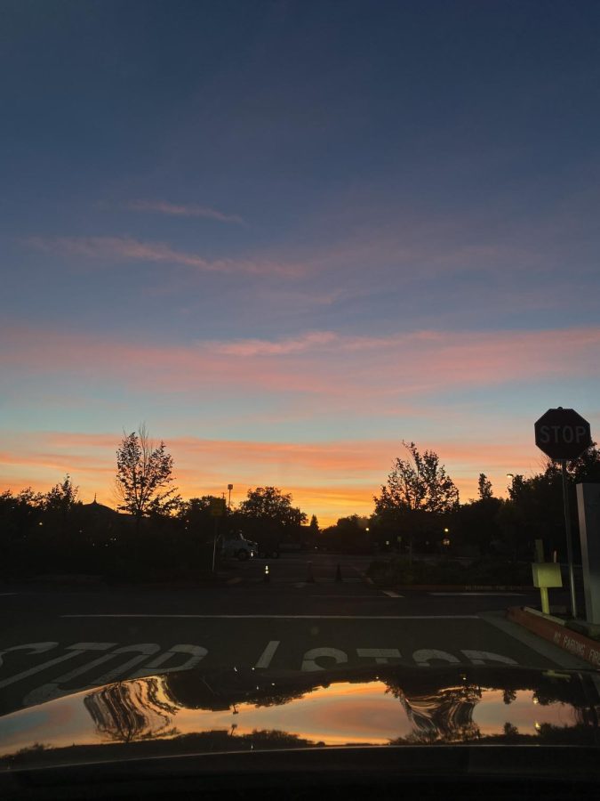 A colorful sunset driving out of the parking garage, captured on Sept. 28 (Photo by Carla Montaruli)