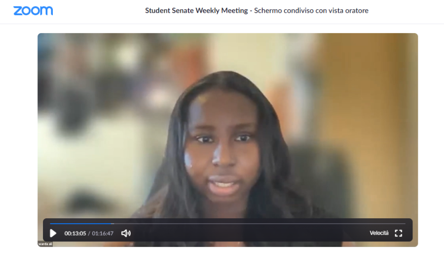 Wanda Ali, ASB vice president, discusses Bill F22-05 during the ASB Zoom meeting on Sept. 23. (Screenshot via ASB)