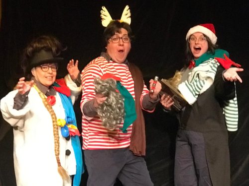 Enjoy a “madcap romp” through “Every Christmas Story Ever Told” at Theatre in the Heights; Citrus Heights, that is. (Photo courtesy of Theatre in the Heights)