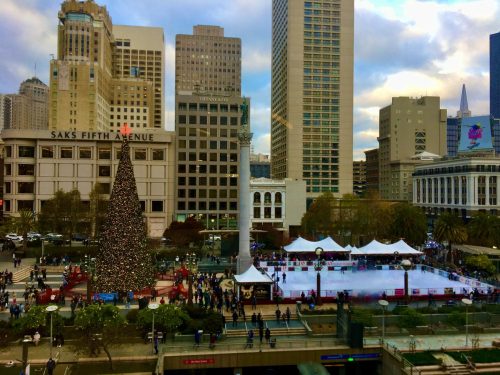 San Franciscos Union Square is up and ready with Christmas decorations. (Photo by Jonathan Plazola)