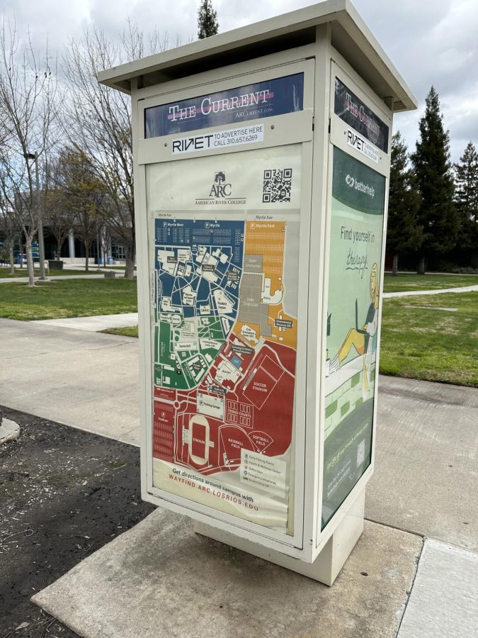 American River College students believe that upgraded maps can help prevent them from getting lost on campus. As of now, students believe the current maps are hard to find and may be suited better in areas that are more frequently visited. (Photo by Kaitlyn Riley)