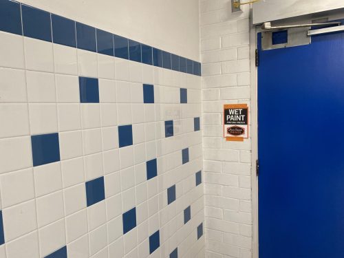 Malicious graffiti was found in an American River College bathroom on April 4, a month after the last incident transpired. (Photo by Shy Bell)