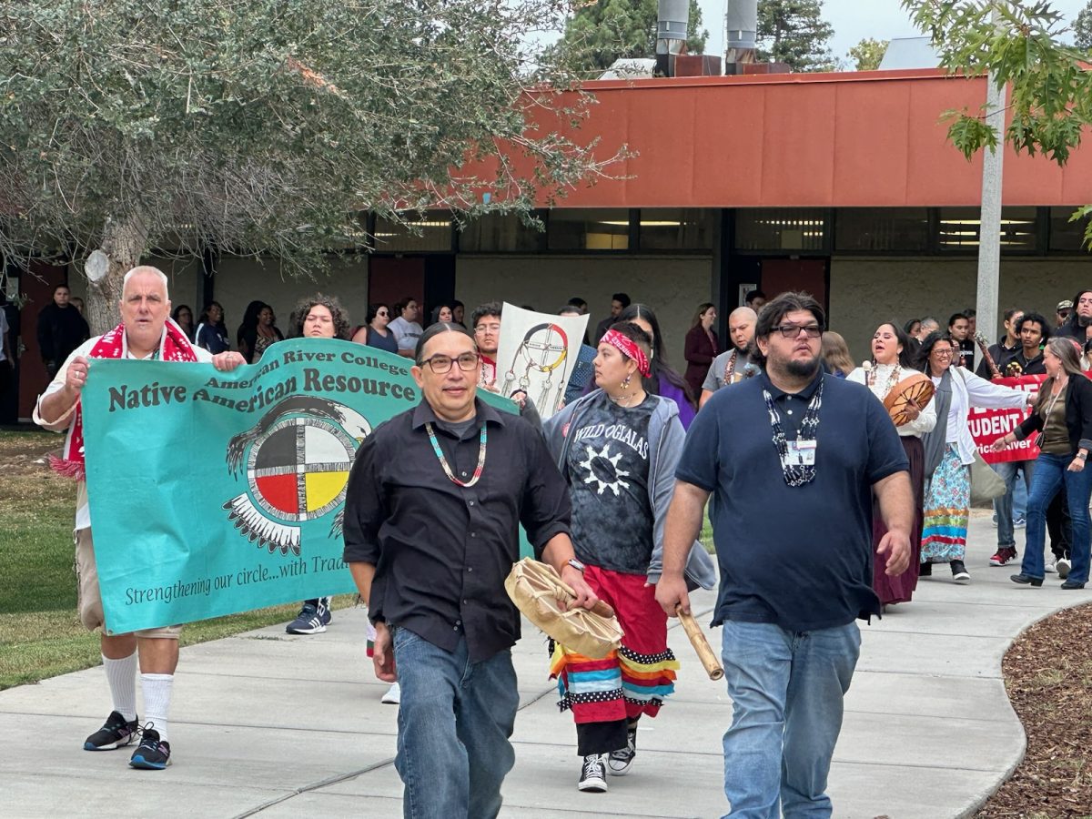 The Indigenous Peoples Day march made its way around the American River College campus on Oct. 9. Bear Jackson, elder of the Shoshone tribe of western Nevada, made it a priority to be at the march. 

“I took the time off work to share songs, words, dance and to watch our future leaders,” Jackson said. “You must have prayer and singing, it’s what makes us who we are. It’s important to teach it to our youth.” 
