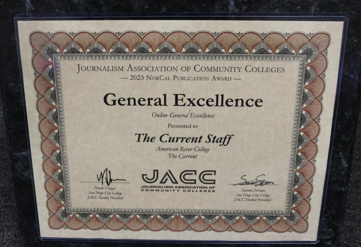 At+this+year%E2%80%99s+Journalism+Association+of+Community+Colleges+NorCal+Regional+Conference%2C+The+Current+earned+an+Online+General+Excellence+award+for+the+second+straight+year.+%28Photo+by+Joseph+Bianchini%29