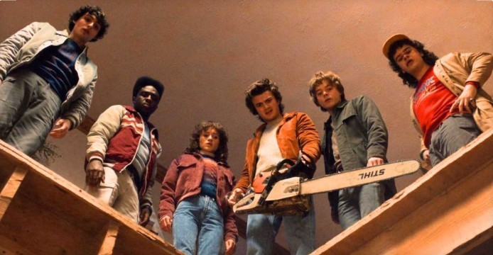 The “Stranger Things” gang including (from left to right) Mike Wheeler (Finn Wolfhard), Lucas Sinclair (Caleb McLaughlin), Nancy Wheeler (Natalia Dyer), Steve Harrington (Joe Keery), Jonathan Byers (Charlie Heaton) and Dustin Henderson (Gaten Matarazzo) prepares their battleground to face the Demogorgon once again in season 5. (Photo courtesy of Netflix)