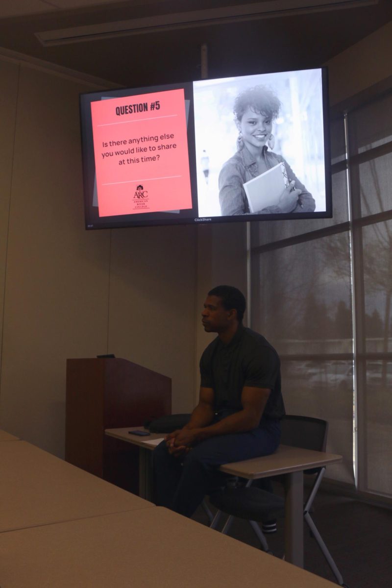 Steven Roberson, the associate vice president of student services and equity at American River College, holds a town hall for Pride center students on February 24, 2026. (Photo by Kelly McCrystle)