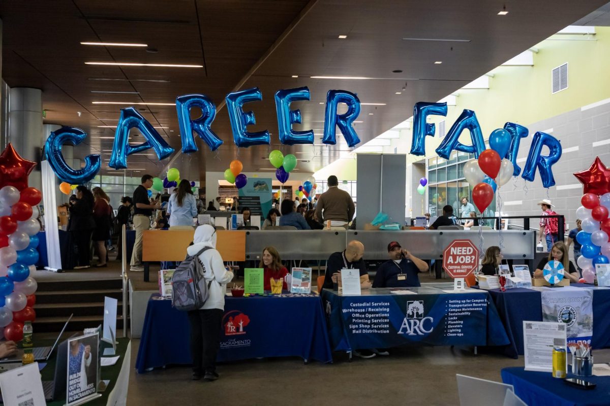 American River College hosts a Career Fair in the ARC Student Center on April 7, 2026 open to all students interested in seeing various businesses represented, interacting with professionals within companies and learning about the resources offered to students. (Photo by Abigail Harless) 
